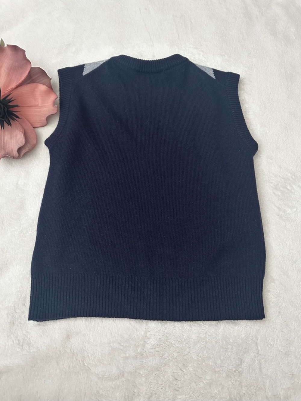 Marni Argyle Sweater Vest Logo Blue Red Virgin Wool Sleeveless V-neck 42 US 6 - Picture 3 of 10